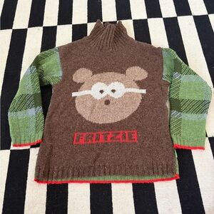 Oilily Brown and Green Bear Sweater